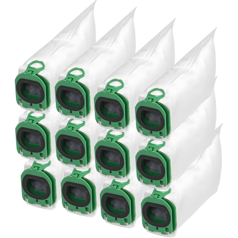 Lot de 12 sacs d'aspirateur, sacs filtrants pour Vorwerk Kobold VB100 VB 100 FP100 FP 100, sacs filtrants de qualité supérieure, sacs à poussière de