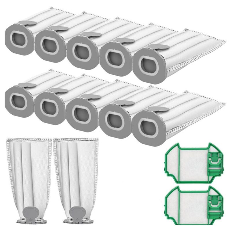 Lot de 12 Sacs en Microfibre compatibles pour Vorwerk VK7S VK7 FP7S FP7-12 Sacs Aspirateur + 2 Filtres Moteur