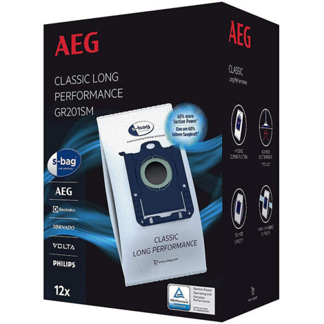 Lot de 12 sacs S-bag Classic Long Performance pour aspirateur AEG - Electrolux - Philips - Tornado 9001688242