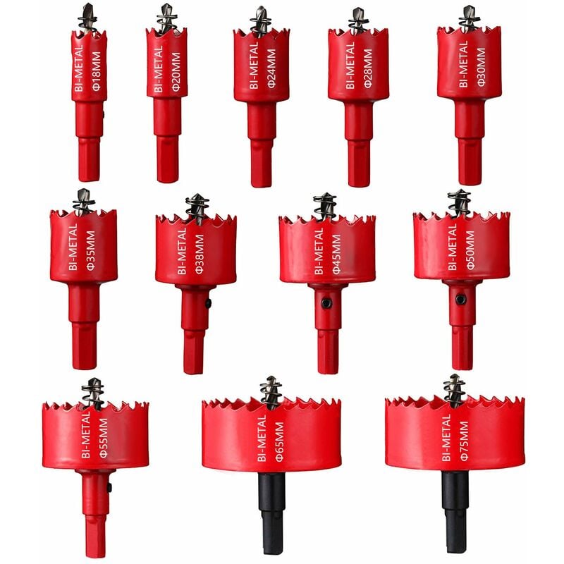 Blue Dream - Lot de 12 scies-cloches bimétalliques de grande taille pour percer des panneaux, du plastique, des tuyaux, du bois, des panneaux de