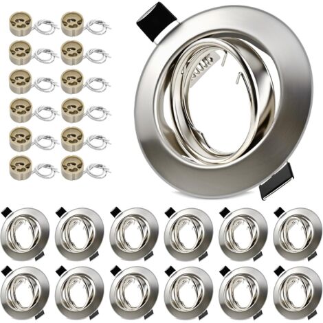 lot de 12 spot encastrable gu10,nickel brossé,douille céramique,orientable 30°,pour salon cuisine bureau