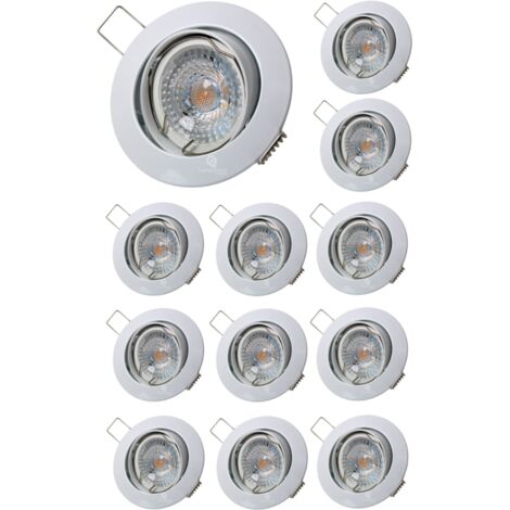 Lot de 12 Spot led ronde blanc orientable 38° blanc chaud