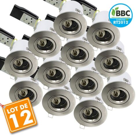 Lot de 12 Spot Plafond BBC acier brossé orientable diam 100