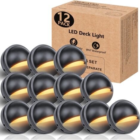 Lot de 12 spots LED basse tension pour terrasse, 2.5 W, IP67