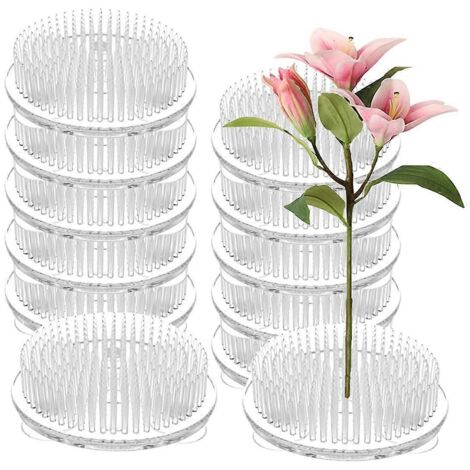 Lot de 12 supports à fleurs en plastique pour vases et compositions florales.