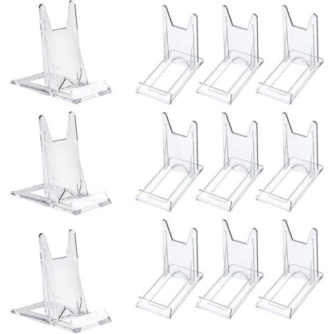 Lot de 12 supports d'assiettes en acrylique transparent 11,2 x 6 cm pour assiettes, livres, photos et décoration