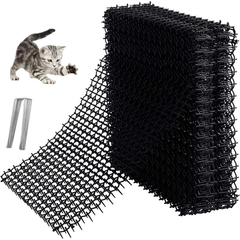 Lot de 12 Tapis Anti Chat 15,5 x 20 cm Pic Anti Chat Repousse Chat Exterieur Tapis Anti Chien avec Epine,Barriere Anti Chat Exterieur, Tapis Répulsif