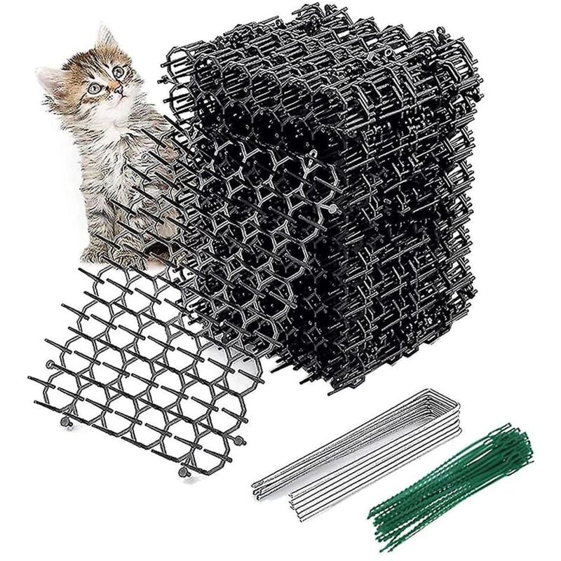 Lot de 12 tapis anti-excréments de chat avec pics, répulsif contre les pics d'animaux, bande de piquants de jardin, bouchon de fouille pour chat