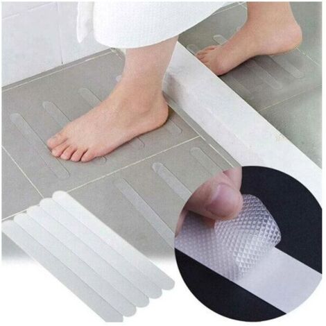 Lot de 12 tapis antidérapants pour sol de salle de bain et douche - Autocollants transparents