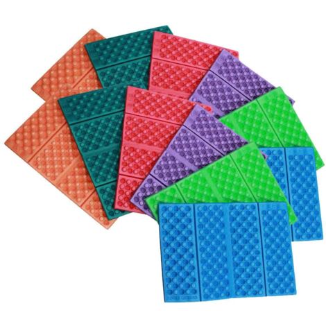 Lot de 12 Tapis de Sol Pliables en Mousse EVA Imperméable - EINNENFFER - Idéal pour Camping, Randonnée et Pique-niques, 6 Couleurs Aléatoires, Confort Optimal et Facile à Ranger