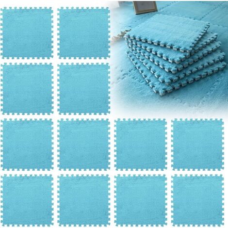 Lot de 12 Tapis Puzzle Mousse – Dalles Sol Bleu