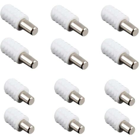 Lot de 12 taquets d'étagère, supports d'étagère, goujons d'étagère, chevilles, supports d'étagère, pour accessoires de bureau d'armoire, blanc, 21 x 8 mm