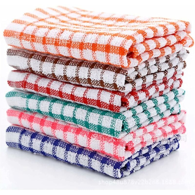 Csparkv - Lot de 12 torchons de cuisine vintage en tissu éponge(avec 10X crochets),coton, séchage rapide, lavable en machine, nettoyage de la