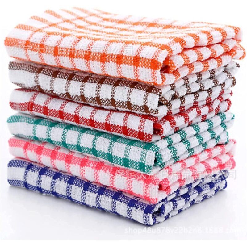 Lot de 12 torchons de cuisine vintage en tissu éponge(avec 10X crochets),coton, séchage rapide, lavable en machine, nettoyage de la vaisselle,