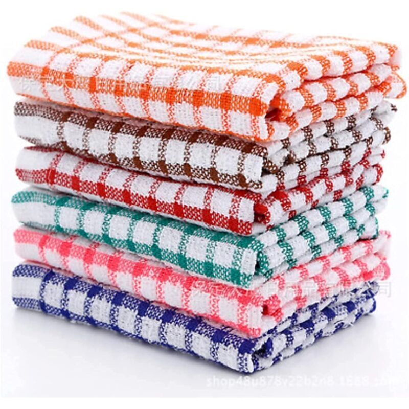 Lot de 12 torchons de cuisine vintage en tissu éponge（avec 10X crochets）,coton, séchage rapide, lavable en machine, nettoyage de la vaisselle,