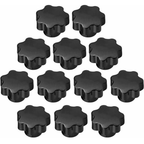 Lot de 12 Universel M8 Filetage Femelle de Serrage en Forme de Bouton de Poignée, Étoile Tête Écrous de Serrage Bouton, Bouton de Serrage Femelle