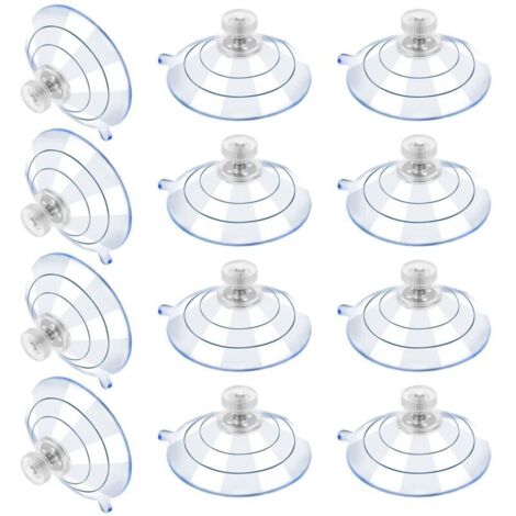 Lot de 12 ventouses en PVC transparent – Fixation solide avec vis métalliques – Pour surfaces lisses et propres – Charge maximale élevée - 60M5-10