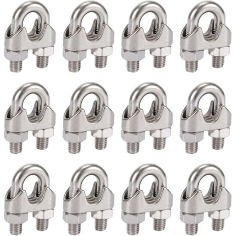 Lot de 12 verrous de câble en acier inoxydable 304 de 5 mm avec verrouillage duplex DIN741 pour corde à linge, auvent et fixation.-AquaForge