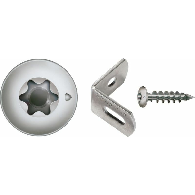 Kit d'assemblage de clôture, 7 x 35 mm, 36 unités, Filetage total, Tête centrante, t-star plus T30, Pointe cut, Acier inoxydable inoxydable A1