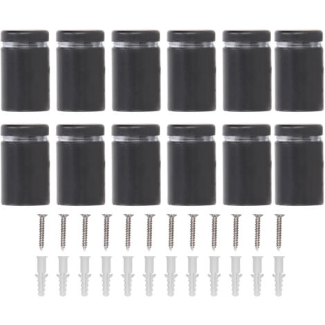 Lot de 12 vis d'entretoise en acier inoxydable pour fixation murale de panneaux publicitaires.