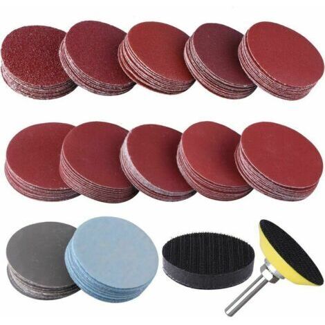 Lot de 120 disques abrasifs de 50 mm avec grains 60, 80, 120, 180, 240, 400, 600, 800, 1000, 1200, 2000, 3000 pour le meulage, le fraisage, la gravure.