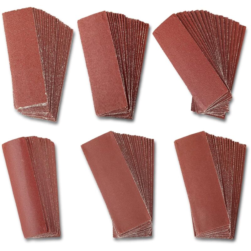 Lot de 120 feuilles de papier abrasif de 80, 120, 180, 240, 400, 600 pour le travail du bois, la finition, le polissage des coins, les projets de