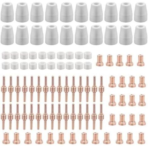 Lot de 120 pièces consommables plasma – 30 électrodes et buses de coupe – Anneaux en céramique pour découpe précise – Compatible LGK40 CUT50