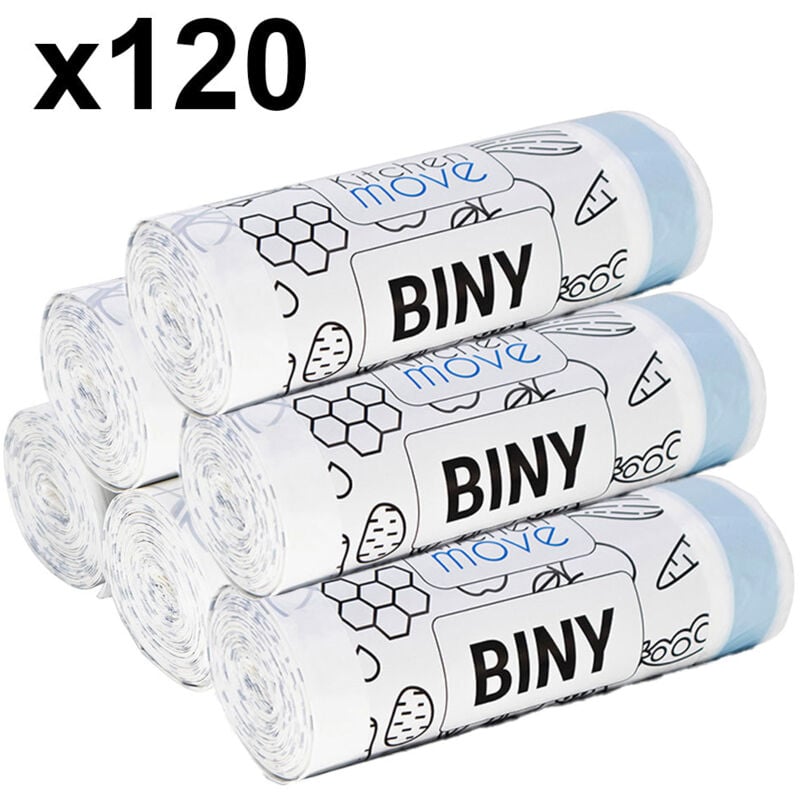 Lot de 120 sacs poubelles biny Blanc hdpe 50L