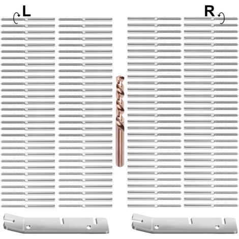 Lot de 120 tire-fonds à sertir de 3/16" (gauche et droite) avec clés pour garde-corps à câbles améliorées, quincaillerie pour garde-corps à câbles en acier inoxydable T316, tire-fonds à sertir à filet