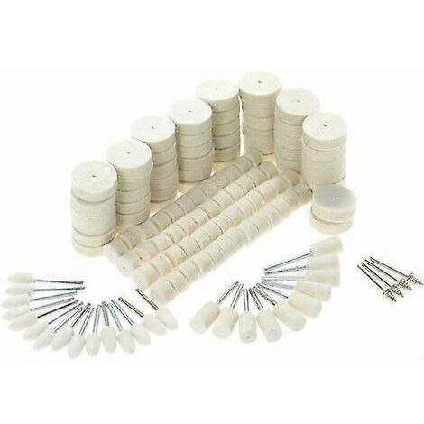 Lot de 129 tampons abrasifs en feutre de laine pour le polissage des surfaces métalliques, compatibles avec les outils rotatifs Dremel.