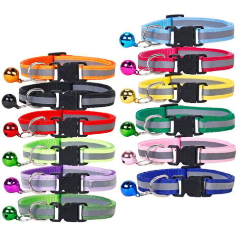 Lot de 12pcs Collier mignon Réglable(19-32cm) pour Chaton avec Clochette et Boucle de Sécurité,Collier pour Chat Chaton Chiot(1cm en largeur)