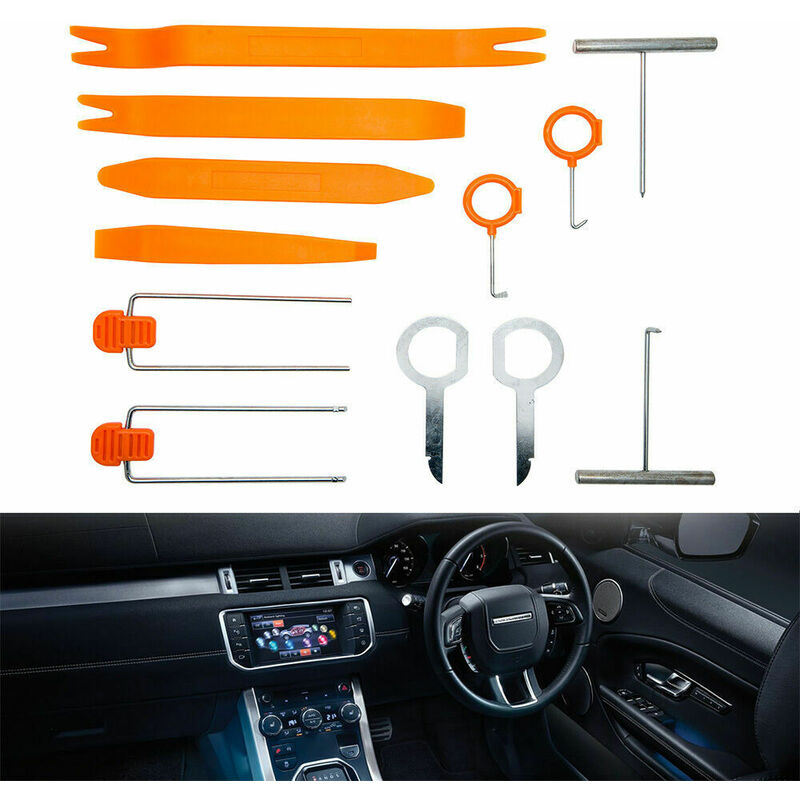 Lot de 12PCS Multifonction Outil Démontage Installation, pour Voiture Radio Audio Garniture Intérieure Dash Tableau de Bord, Installateur Pry Outil