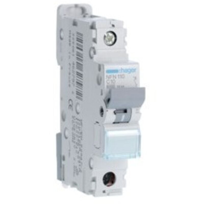 Hager - Disjoncteur 1P 6-10kA courbe c - 10A 1 module NFN110