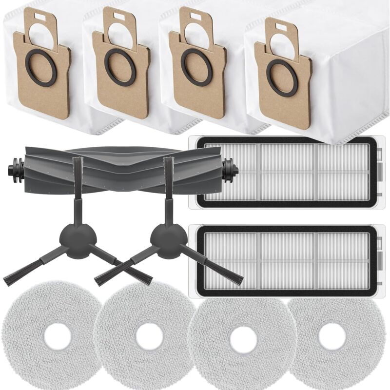 Lot de 13 Accessoires Compatible avec dreame L20 Ultra (1 Brosse Principale, 2 Brosses Latérales, 2 Filtres, 4 Sacs de Collecte de la Poussière,4
