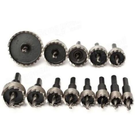 Lot de 13 scies cloches pour métal — Forets trépans pour métal (16–53 mm) — Kit d'outils de coupe en acier au tungstène pour acier inoxydable, tôle de fer, cuivre et bois