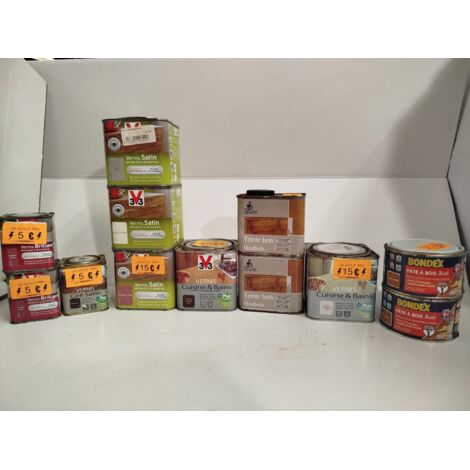 Lot de 13 - V33 BONDEX LES ANCIENS ÉBÉNISTES - Vernis et teintes bois - Protection céramique et aqua-stop - Idéal restauration - Traces de corrosion sur pots - Voir photos