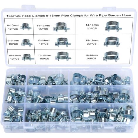 Kit 50 Pièces Clips Tuyaux Réglables Double Fil Hseamall - 5 Tailles Collier De Serrage Acier 13-32mm