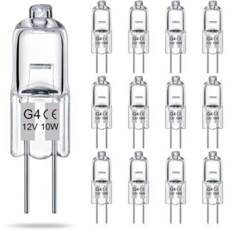 Lot de 14 Ampoules Halogènes G4 T3 JC 12V 10W 2 Broches, Blanc Chaud 2700K, Intensité Variable, 2000h Durée de Vie, pour Éclairage Sous Meuble & Lustres