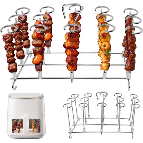 Lot de 14 brochettes verticales en acier inoxydable 304 pour Ninja Foodi AF500EU, AF400EU, AF300EU, SL400EU, Cosori Dual Zone Friteuse à air chaud
