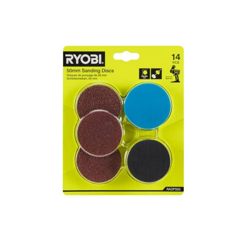 Ryobi - Lot de 14 disques de ponçage pour polisseuse RDP18 - RADPS50