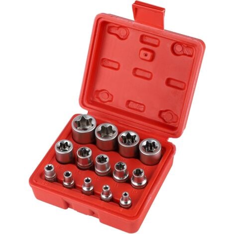 LAUWEXE Lot de 14 douilles Torx femelles E4-E24 hexagonales