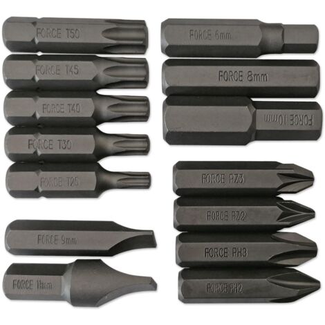 Lot de 14 embouts torx T25 T30 T40 T45 T50 – Emmanchement hexagonal 8 mm – Pour tournevis à frapper – Usage intensif – Force