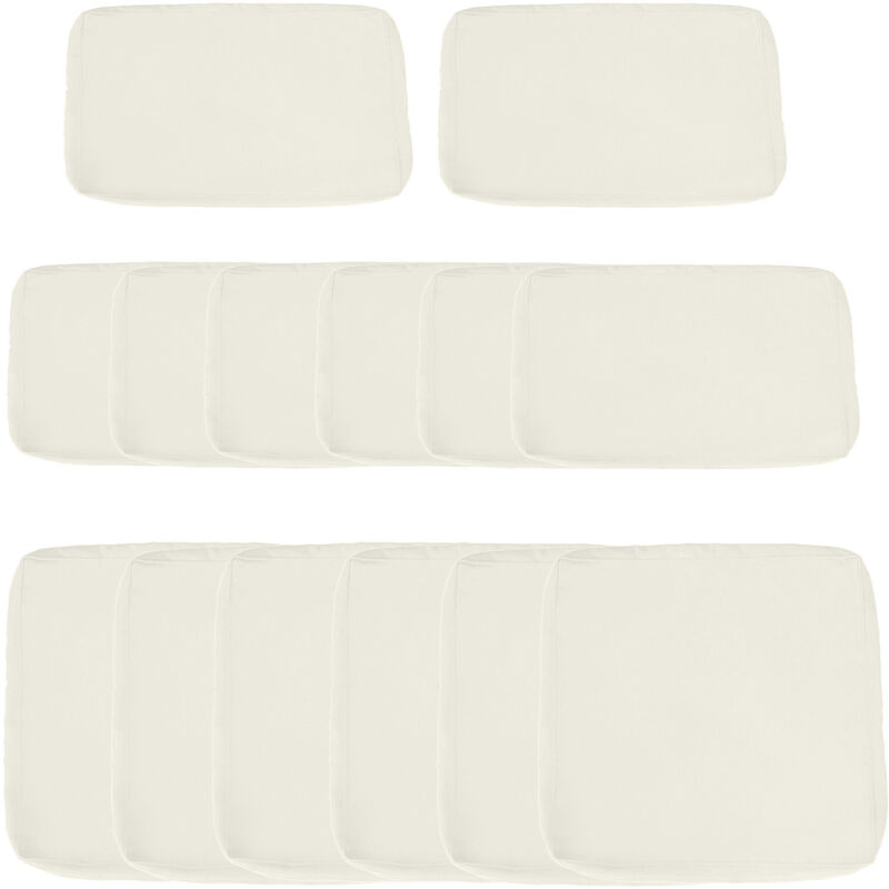 Lot de 14 housses de rechange coussins salon de jardin - 6 housses coussin d'assise, 8 housses coussin dossier - housses zippées polyester déperlant
