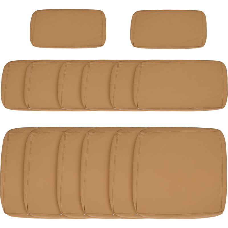 Lot de 14 housses de rechange coussins salon de jardin - 6 housses coussin d'assise, 8 housses coussin dossier - housses zippées polyester déperlant