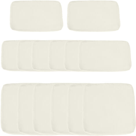 Lot de 14 housses de rechange coussins salon de jardin - 6 housses coussin d'assise, 8 housses coussin dossier - housses zippées polyester déperlant beige