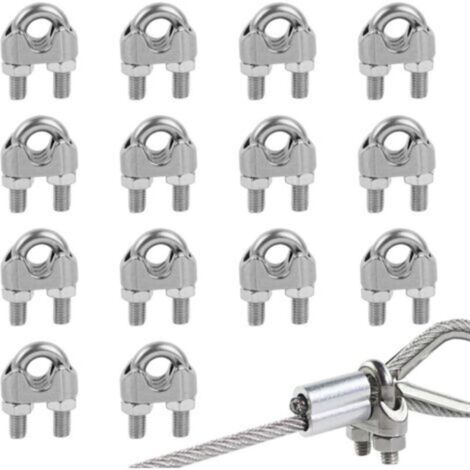 Lot de 14 Serre-câbles étrie en Acier Inoxydable. Serre Cable Acier 6mm Serre Cable Inox 6mm pour Câble Métallique de 6mm Diamètre M6