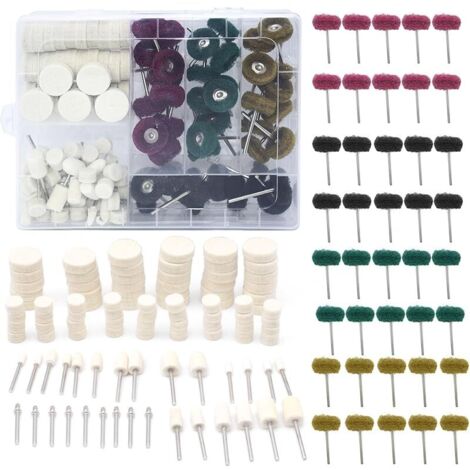 Lot de 140 éponges à récurer en feutre de laine - Kit de polissage pour visseuse sans fil Dremel - Kit de polissage en feutre de laine - Kit de polissage pour outils rotatifs Dremel