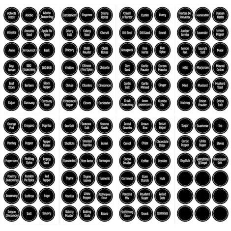 Lot de 144 étiquettes autocollantes pour pots à épices, 13,5x26,7 cm, noires
