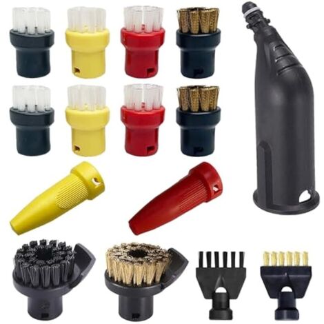 Lot de 15 Accessoires pour Nettoyeur Vapeur Karcher Easyfix SC1 SC2 SC3 SC4 SC5 Kit de Brosses Rondes Buse Embouchure Pièces de rechange
