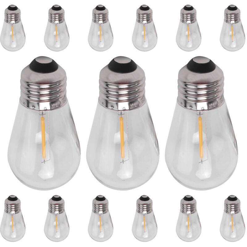 Lot de 15 Ampoules de Rechange led 3 v S14 Incassables pour L'ExtéRieur, Guirlande Solaire, Blanc Chaud